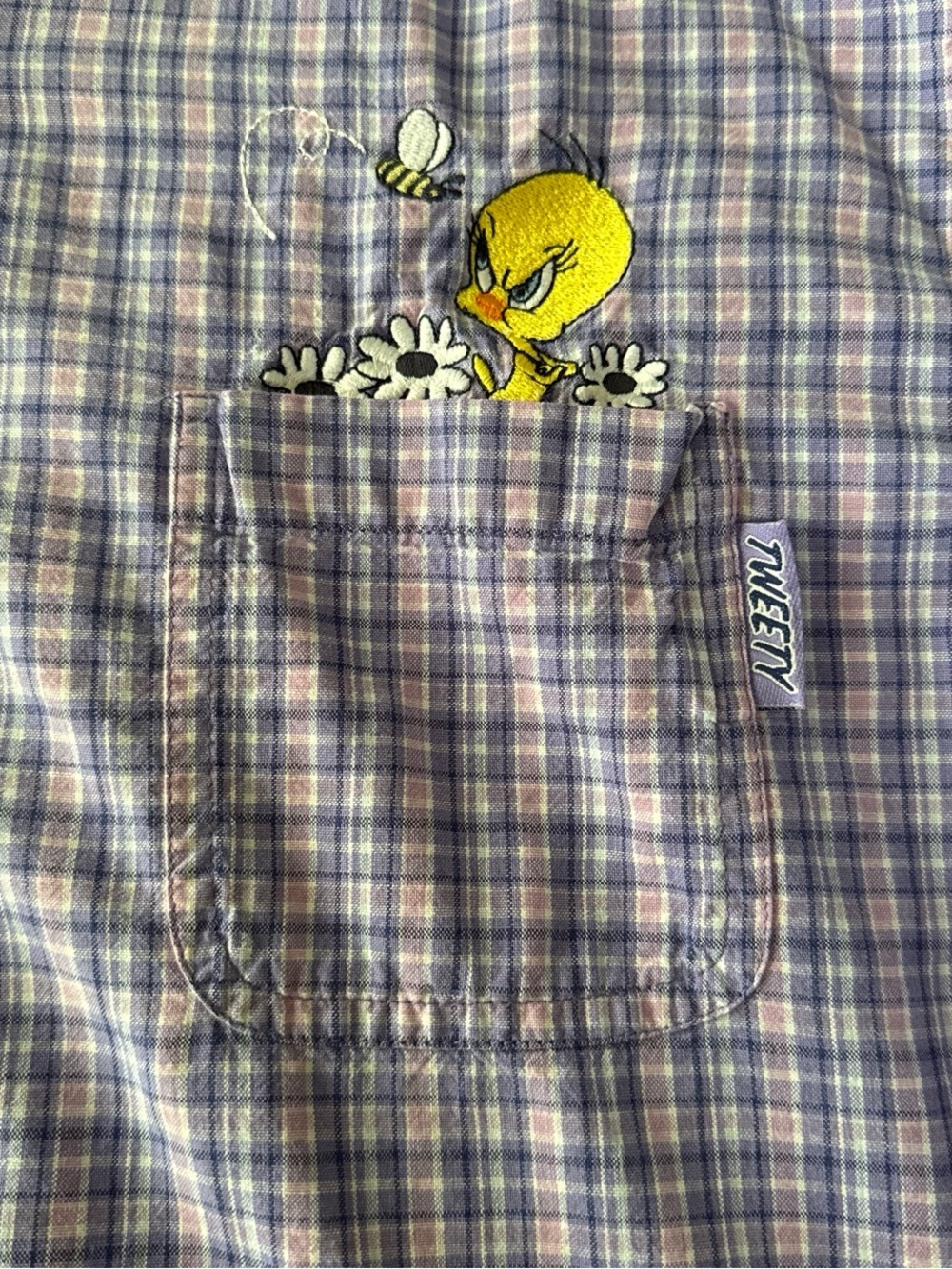 Looney Tunes Tweety Bird Plaid Button Front Shirt Women’s 22W 24W Purple Y2K - Picture 5 of 9